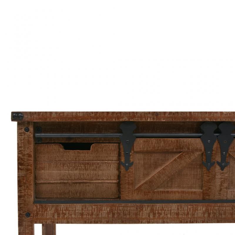 Avlastningsbord Konsolbord med skjutdrr 131x35,5x75 cm brun massivt grantr , hemmetshjarta.se