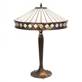 Bordlampa Tiffany Ø 41x59 Cm E27/Max 2x60W Vit, Brun Art Deco , hemmetshjarta.se