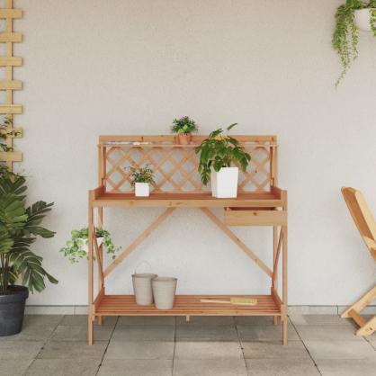 Planteringsbord med spalj brun massivt grantr , hemmetshjarta.se