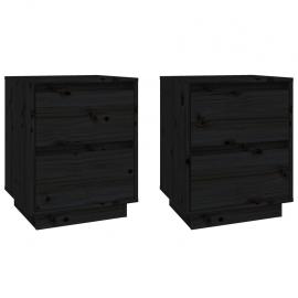 Sängbord 40x35x50 cm svart massiv furu 2 st , hemmetshjarta.se