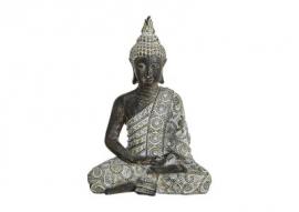 Dekoration Buddha grå sittande polyresin (B/H/D) 17x24x10 cm , hemmetshjarta.se