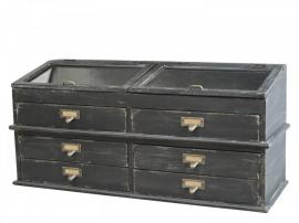 Sorteringsställ med. lådor H32,5 / L70 / W25 cm antik svart , hemmetshjarta.se
