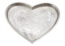 Dekorativ Bricka Metall Silver Hjärta (B/H/D) 21x2x23cm , hemmetshjarta.se