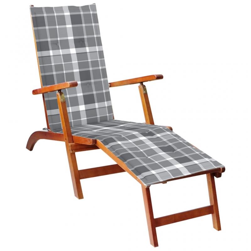 Dckstol med fotstd och dyna massivt akaciatr , hemmetshjarta.se