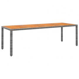 Matbord för trädgård 250x100x75 cm grå konstrotting & akaciaträ , hemmetshjarta.se