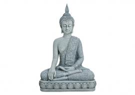 Dekoration Buddha XL grå sittande polyresin (B/H/D) 26x39x14 cm , hemmetshjarta.se
