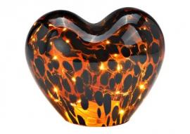 Dekoration LED Hjärta glas Brun 20 LED timer (B/H/D) 18x15x11cm , hemmetshjarta.se
