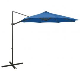 Frihängande parasoll med stång och LED azurblå 300 cm , hemmetshjarta.se