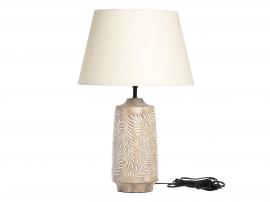 Bordslampa med träfot och linneskärm natur H57/D37 cm , hemmetshjarta.se