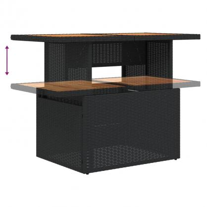 Matbord fr trdgrd 100x55x73 cm svart konstrotting och akaciatr , hemmetshjarta.se