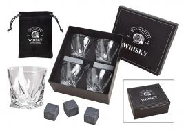 Luxury Whisky set 8 basaltstenar 1 påse 4 glas (B/H/D) 24x12x27cm , hemmetshjarta.se