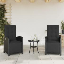 Justerbar trädgårdsstol konstrotting med fotstöd svart svart 2 st , hemmetshjarta.se