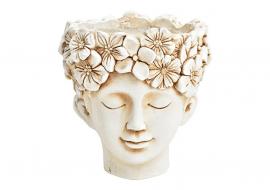 Dekorativ Blomkruka huvud av magnesia creme (B/H/D) 20x21x20cm , hemmetshjarta.se
