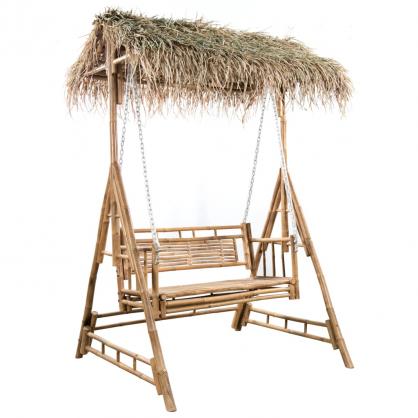 Hammock 2-sits med palmblad och dyna bambu 202 cm , hemmetshjarta.se
