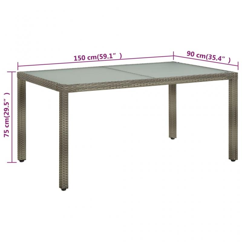Matbord fr trdgrd 150x90x75 cm och konstrotting gr , hemmetshjarta.se