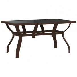 Matbord för trädgård 140x70x70 cm brun stål och glas brun och svart , hemmetshjarta.se