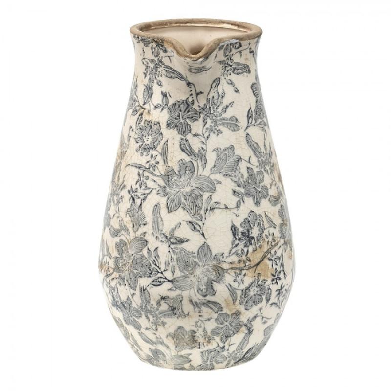 Dekorativ kanna 24x17x30 cm Gr beige Keramik blommor , hemmetshjarta.se