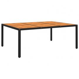 Matbord för trädgård 200x150x75 cm akaciaträ och konstrotting svart , hemmetshjarta.se