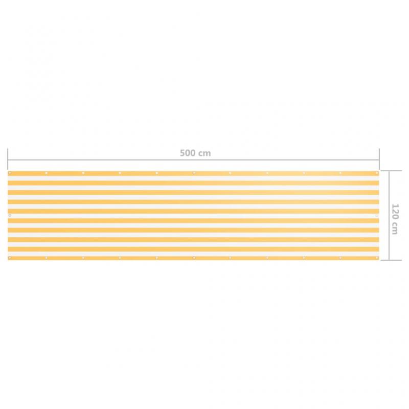 Balkongskrm vit och gul 120x500 cm oxfordtyg , hemmetshjarta.se