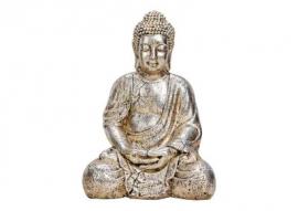 Dekoration Buddha silver polyresin (B/H/D) 27x41x23cm , hemmetshjarta.se