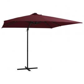Frihängande parasoll med stång och LED vinröd 250x250 cm , hemmetshjarta.se