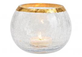 Värmeljushållare Cracking av glas transparent guld (B/H/D) 15x12x15cm , hemmetshjarta.se
