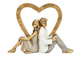 Dekoration Kärlekspar med hjärta polyresin guld, grå (B/H/D) 22x16x7cm , hemmetshjarta.se