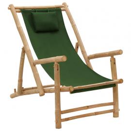 Solstol bambu och kanvas grön , hemmetshjarta.se