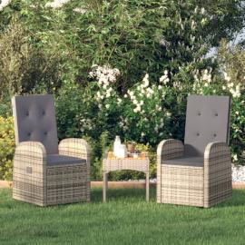 Justerbar trädgårdsstol konstrotting med dynor grå mörkgrå 2 st , hemmetshjarta.se