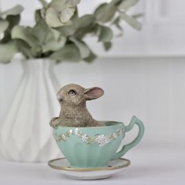 Påskdekoration Kaninunge i kaffekopp - sittande , hemmetshjarta.se
