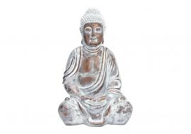 Dekoration Buddha XL guld vit sittande polyresin (B/H/D) 32x52x25cm , hemmetshjarta.se