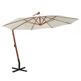 Frihängande parasoll med trästång 350 cm vit , hemmetshjarta.se