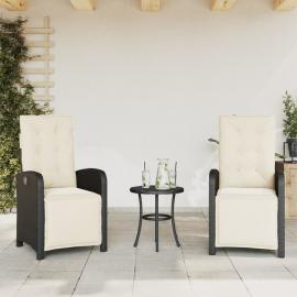 Justerbar trädgårdsstol konstrotting med fotstöd svart 2 st , hemmetshjarta.se