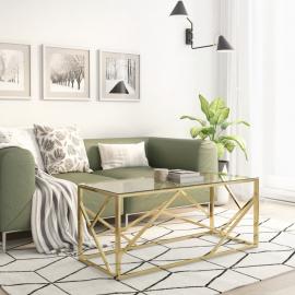 Soffbord rostfritt stål guld och härdat glas 110x45x45 cm , hemmetshjarta.se