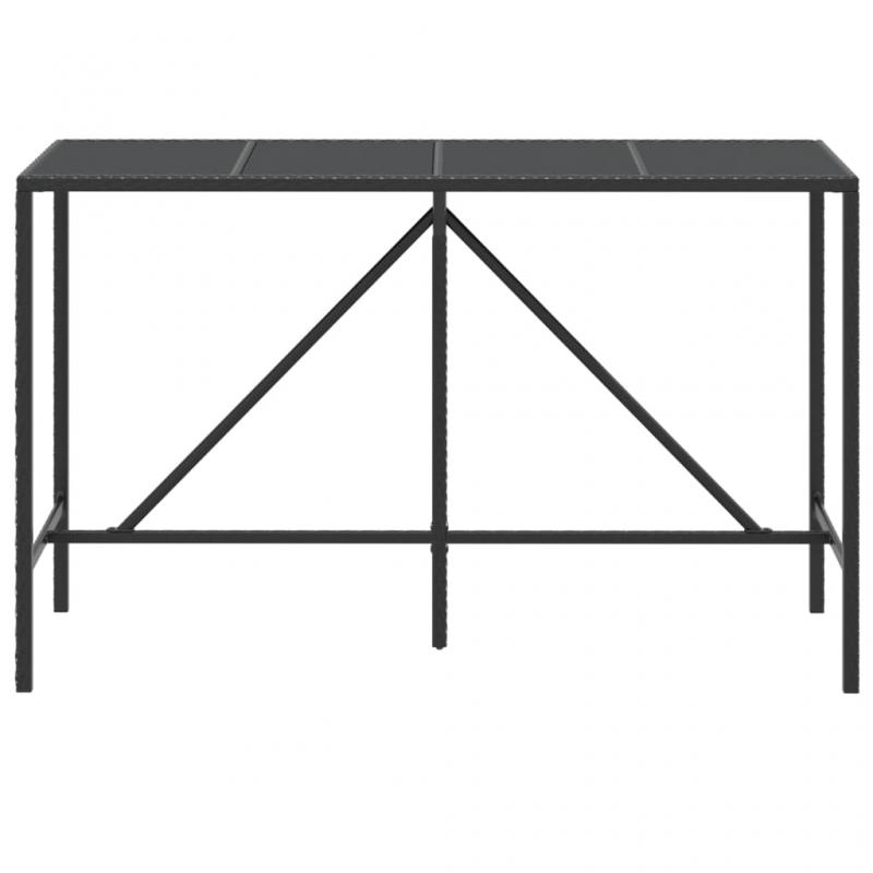 Barbord med glasskiva 180x70x110 cm svart konstrotting , hemmetshjarta.se