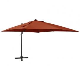 Frihängande parasoll med stång och LED terrakotta 300 cm , hemmetshjarta.se