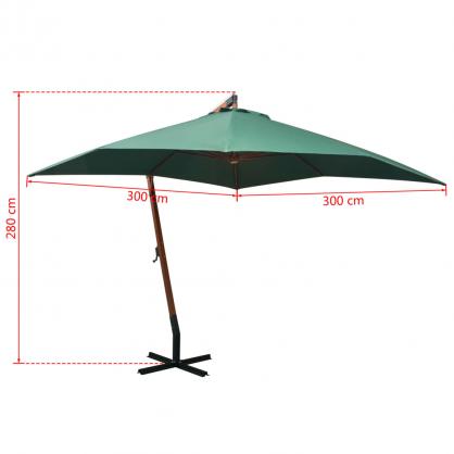 Frihngande parasoll med trstng 300x300 cm grn , hemmetshjarta.se