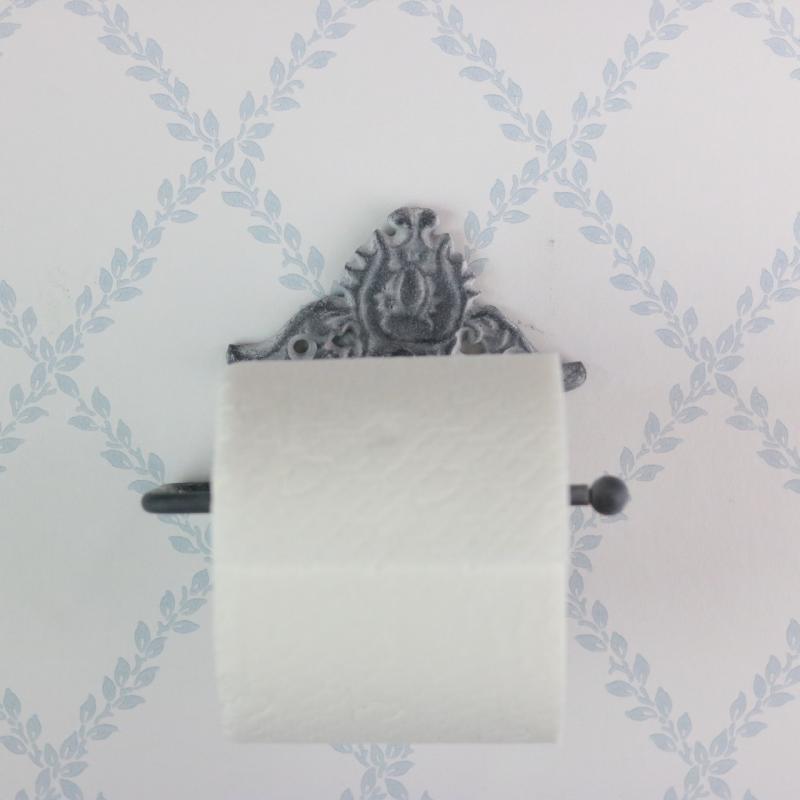 Toalettpapperhllare med dekor H10 / L15 / B8 cm antikgr , hemmetshjarta.se
