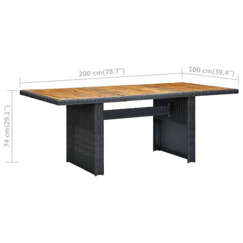 Matbord fr trdgrd 200x100x74 cm gr konstrotting och massivt akaciatr , hemmetshjarta.se