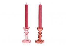 Ljusstake av glas rosa rosa 2-pack (B/H/D) 7x11x7cm , hemmetshjarta.se