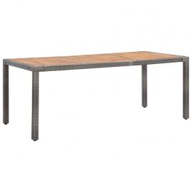 Matbord för trädgård 190x90x75 cm grå konstrotting massivt akaciaträ , hemmetshjarta.se