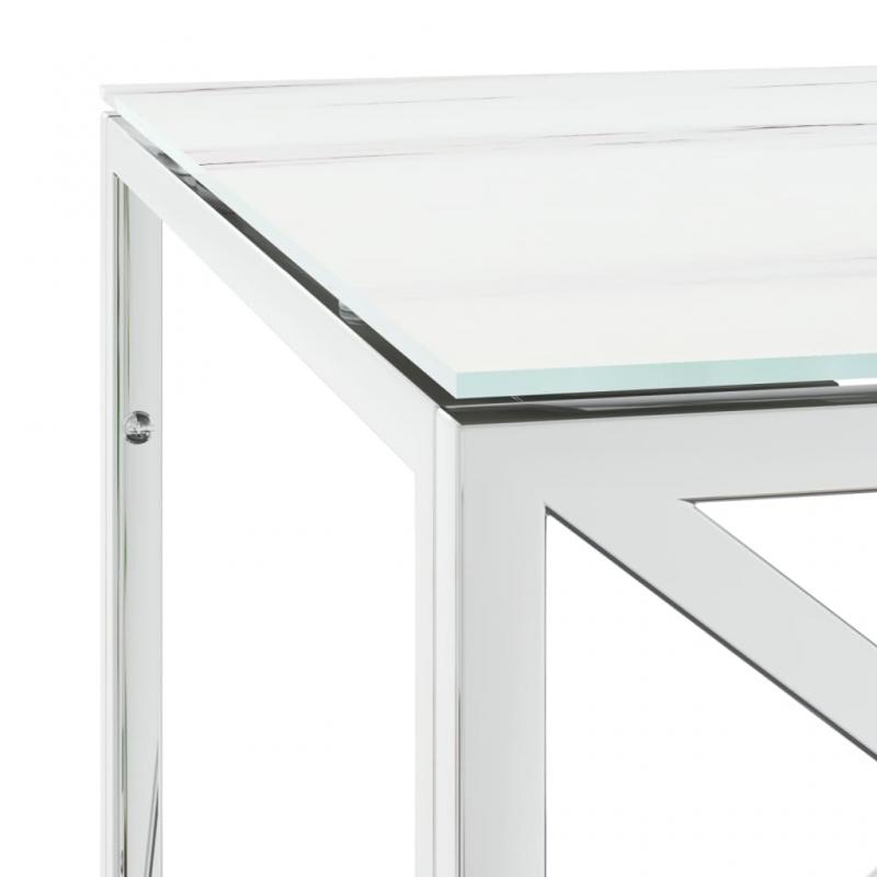 Soffbord rostfritt stl silver och hrdad glas 110x45x45 cm , hemmetshjarta.se
