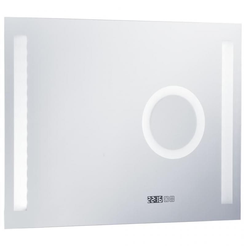 Badrumsspegel LED med touch-sensor och tidsdisplay 100x60 cm , hemmetshjarta.se