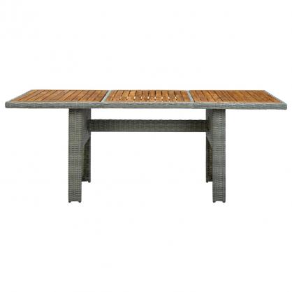 Matbord fr trdgrd 200x100x74 cm ljusgr konstrotting och massivt akaciatr , hemmetshjarta.se