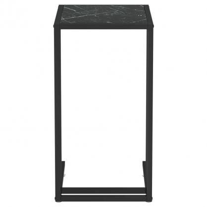 Sidobord 50x35x65 cm svart marmor hrdat glas , hemmetshjarta.se