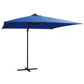Frihängande parasoll med stång och LED azurblå 250x250 cm , hemmetshjarta.se