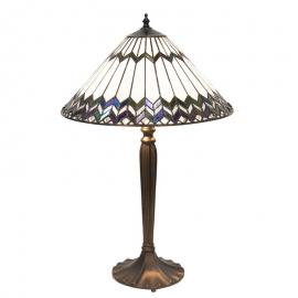 Bordlampa Tiffany Ø 40x62 Cm E27/Max 2x60W Vit, Brun Art Deco , hemmetshjarta.se