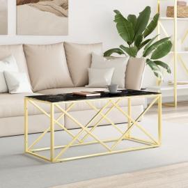Soffbord rostfritt stål guld och härdad glas 110x45x45 cm , hemmetshjarta.se