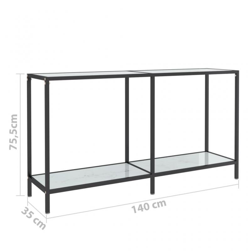 Avlastningsbord Konsolbord 140x35x75,5 cm vit hrdat glas , hemmetshjarta.se