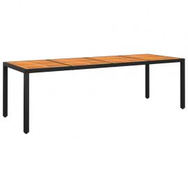 Matbord för trädgård 250x100x75 cm akaciaträ och konstrotting svart , hemmetshjarta.se